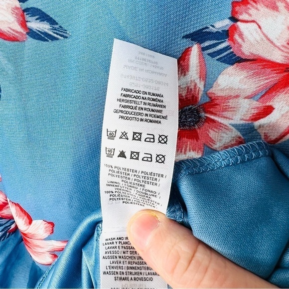 Primark Blue Floral Shift Tropical Swing Dress Size 10 - Picture 11 of 14